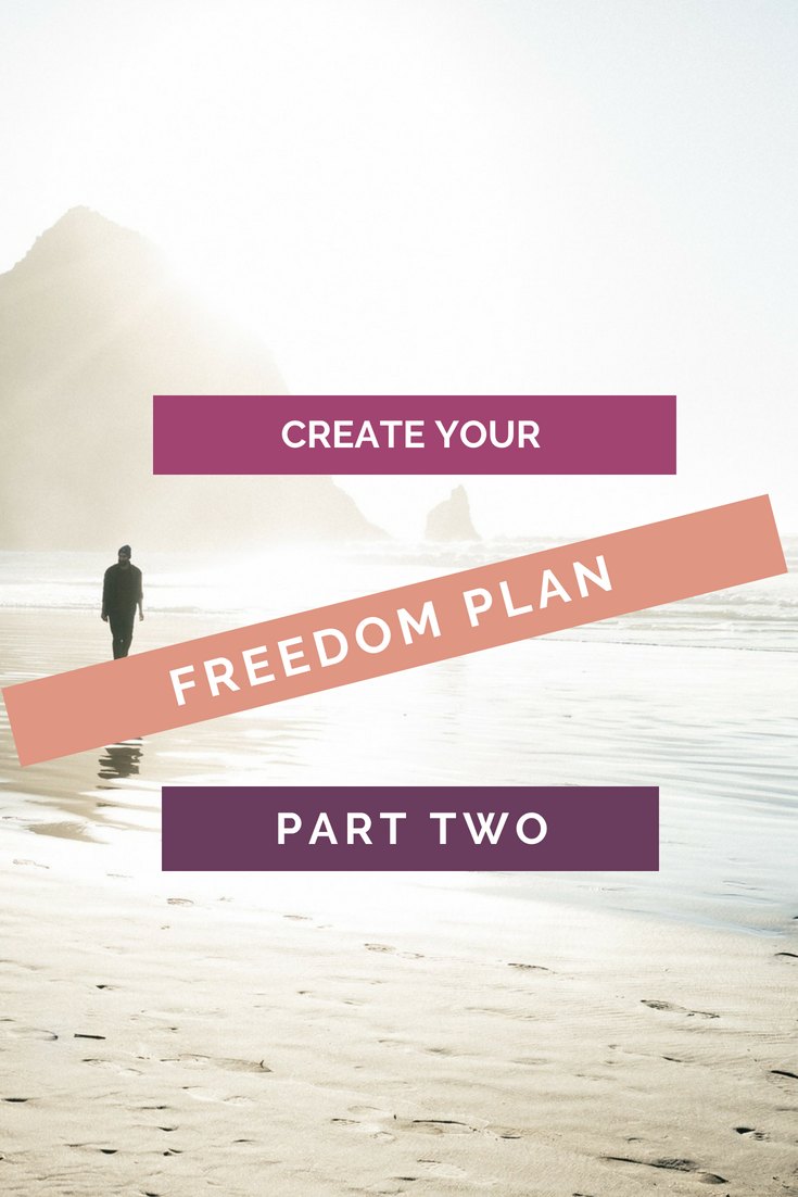 Create Your Freedom Plan Part 2 pinterest image, background sunny beach scene