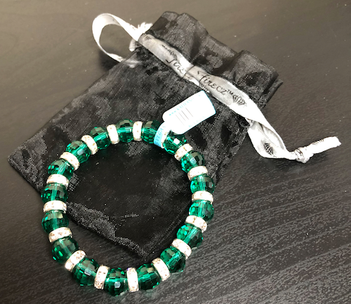 My 2018 Advent Calendar, my green glass bead bracelet.