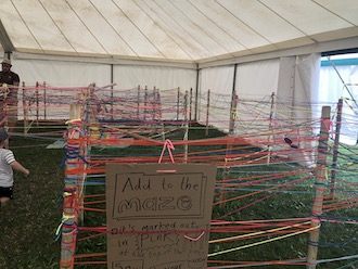 Is Godiva Festival The Best Free Family Festival Ever, fun yarn maze inside one of the family tents