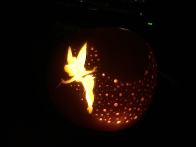My Autumn Bucket List To Welcome In The New Season, Halloween pumpkin carving of Tinkerbell