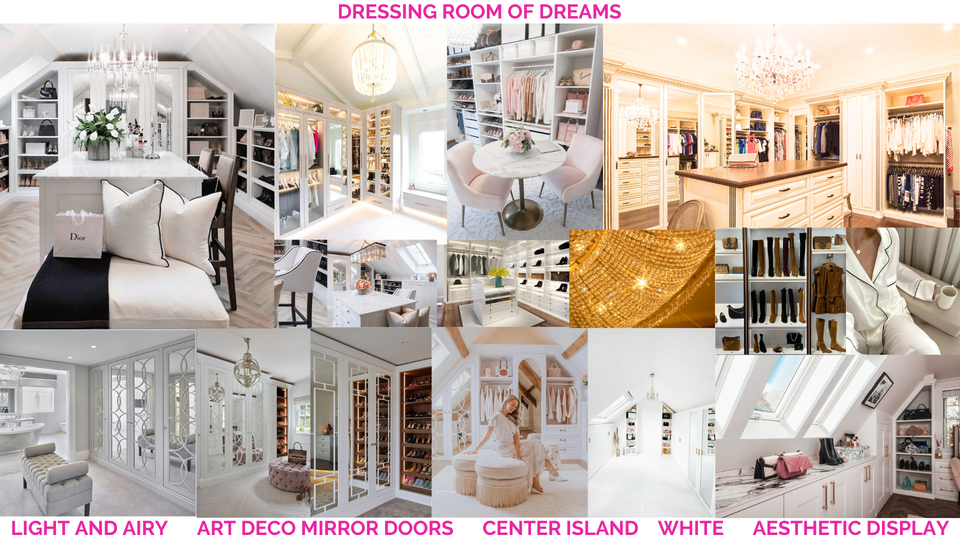 Dressing Room vision board designed using Canva