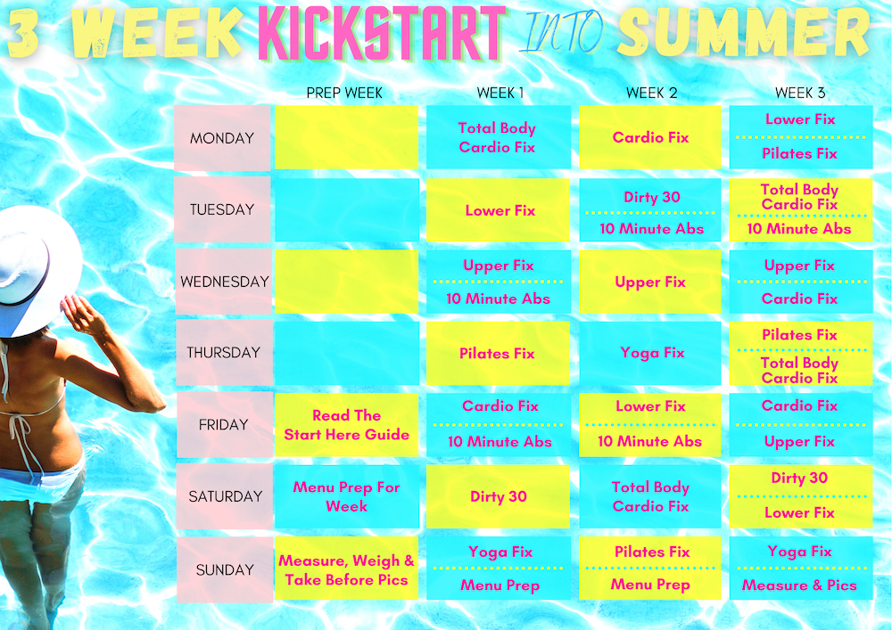 3 Week Kickstart into Summer calendar